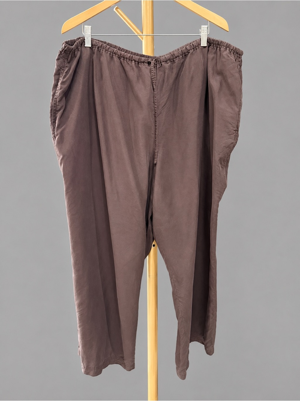 GO SILK WOMAN 100% Silk Pants Brown Pull On Plus Size 3X